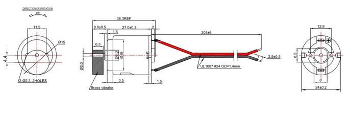 diamètre du moteur 24mm de vibration de C.C 12v pour le Massager RC-260SA-20135Ф15*6.5